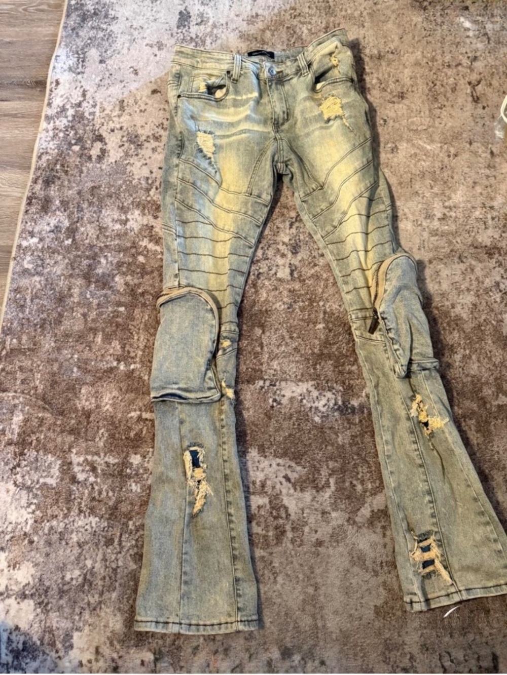 Unisex size 34 cargo two tone colored jeans